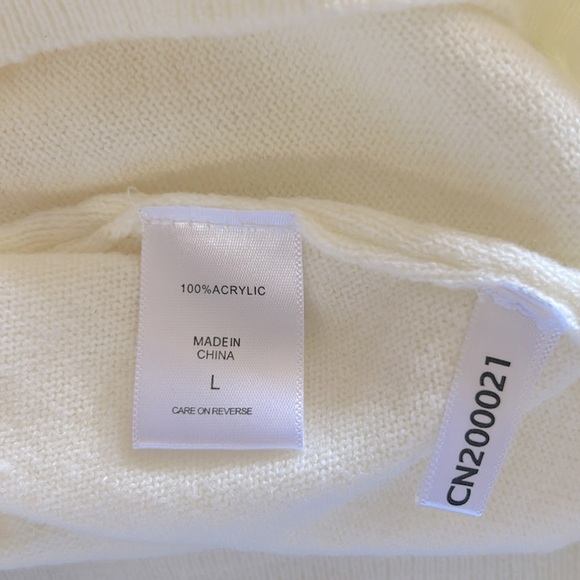 New York & Company Women’s V-Neck Sweater, Gold Sequins Polka Dot & Cream, Sz L - Picture 8 of 8